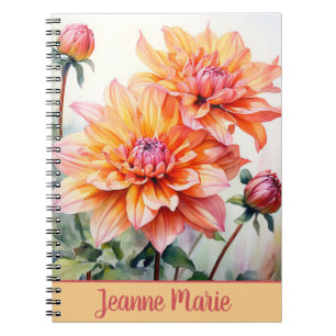 Roze pioenen gepersonaliseerde grillige bloem notitieboek