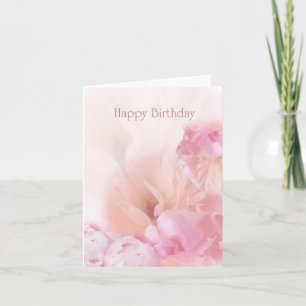 Roze pioenen Happy Birthday Kaart