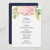 Roze Pioenen Menu Kaarten (5x7) (Voorkant / Achterkant)