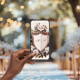  Roze Pioenen Rococo Wedding Crest iPhone 13 Hoesje