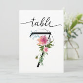 Roze Pioenen Tabel zeven Tafelnummer (Staand voorkant)