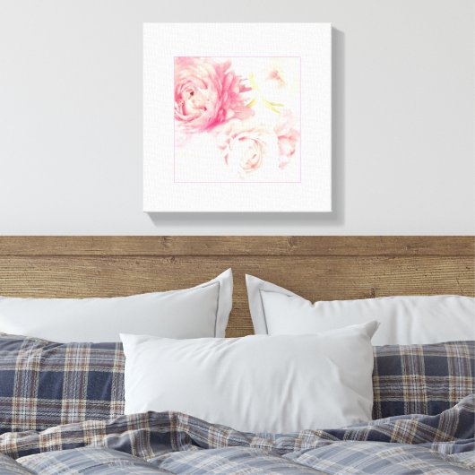 Roze Pioenen Uitgerekt Verpakt Canvas Art Print (Insitu (Slaapkamer))