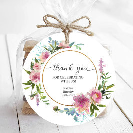 Roze Pioenen Verjaardag Bedankjes Labels