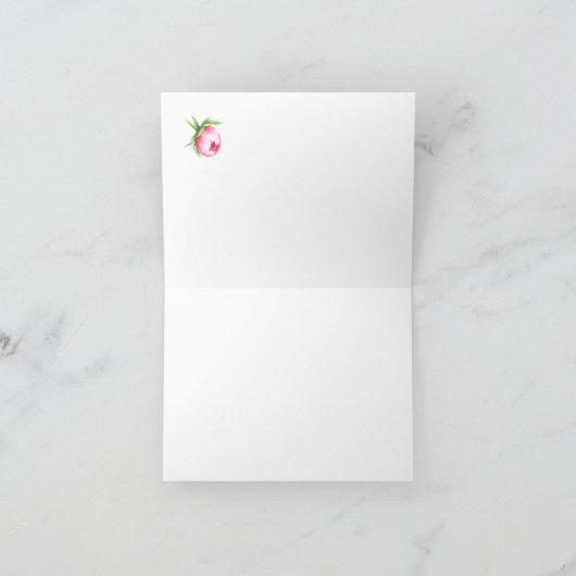 Roze Pioenen Waterverf Bloemen Bruiloft Dank u Bedankkaart (Binnen)