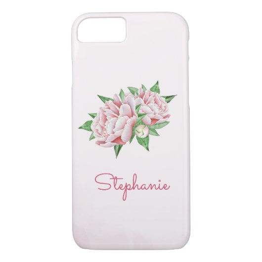 Roze Pioenen  Waterverf Case-Mate iPhone Case (Achterkant)