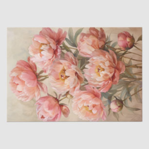 Roze Pioenen Waterverf op Perkament Decoupage Tissuepapier