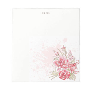 Roze pioenen Waterverf Splatter Custom Notitieblok