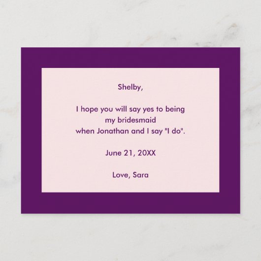 Roze pioenen | Wil je mijn bruidsmeisje zijn Uitnodiging Briefkaart (Achterkant)