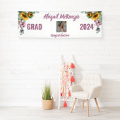 Roze Pioenen Zonnebloem Foto Afstuderen Banner (Insitu)