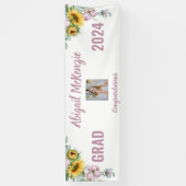 Roze Pioenen Zonnebloem Foto Afstuderen Banner (Verticaal)