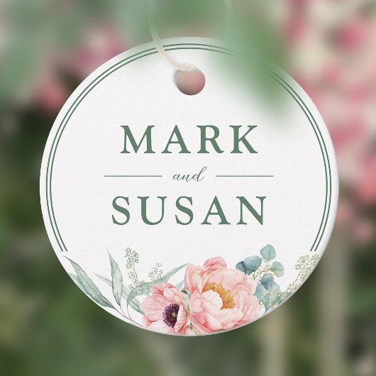 Roze Pioenenbloem bruiloft Bedankjes Labels