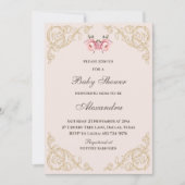 Roze Pioenrococo  Flowers Baby shower Kaart (Voorkant)