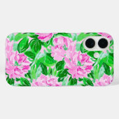 Roze pioenroos bloemen patroon Case-Mate iPhone case (Achterkant (horizontaal))
