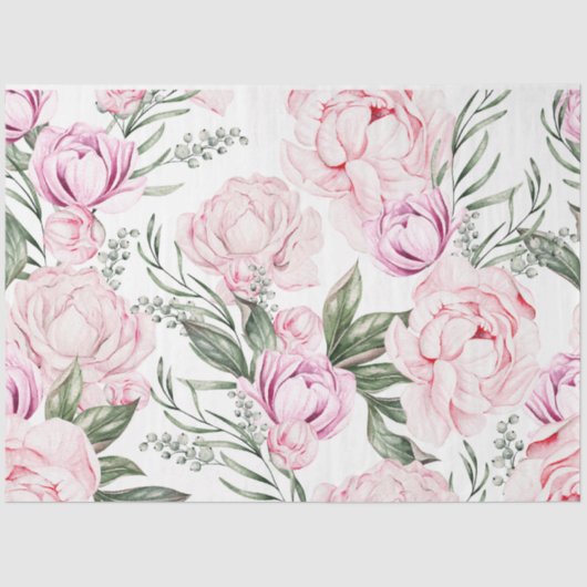 Roze pioenroos florale decoupage tissuepapier (Voorkant)