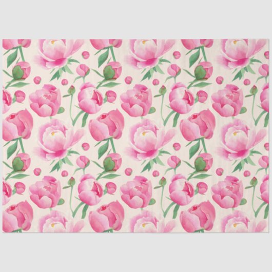 Roze pioenroos florale decoupage tissuepapier (Voorkant)
