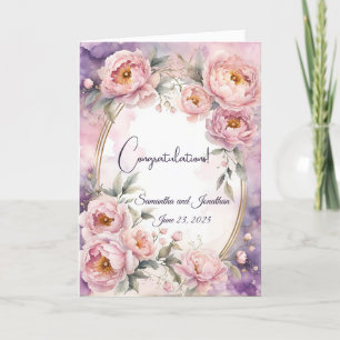 Roze Pioenroos Ovaal Lijst Wedding Kaart
