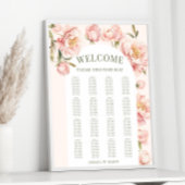 Roze pioenrozen bloemboog Bruiloft Zitkaarten Poster