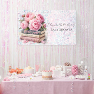 Roze Pioenrozen & Boeken Nieuw Hoofdstuk Meisje Ba Spandoek