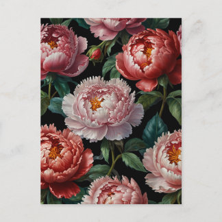 Roze pioenrozen briefkaart