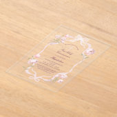 roze pioenrozen Eerste Heilige Communie meisje Acryl Uitnodigingen (Laagn)