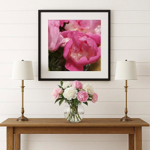 Roze Pioenrozen in Vaas / Pioen Bloem Poster