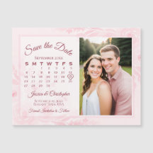 Roze Pioenrozen Kalender & Foto Save the Date Magn