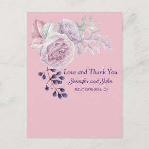 Roze Pioenrozen Paarse Geometrische Frame Dank Je Briefkaart