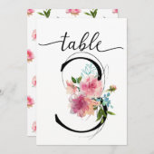 Roze Pioenrozen Tafel drie Tafelnummer (Voorkant / Achterkant)