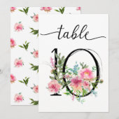 Roze Pioenrozen Tafel Tien Tafelnummer (Voorkant / Achterkant)