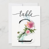 Roze Pioenrozen Tafel twee Tafelnummer (Voorkant)