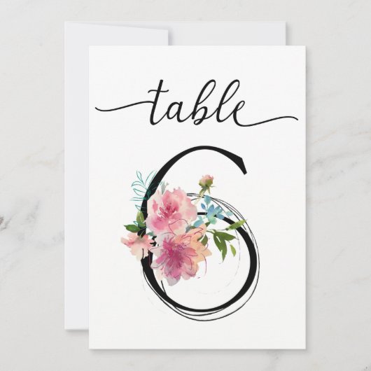 Roze Pioenrozen Tafel zes Tafelnummer (Voorkant)