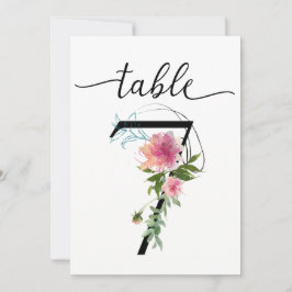 Roze Pioenrozen Tafel zeven Tafelnummer