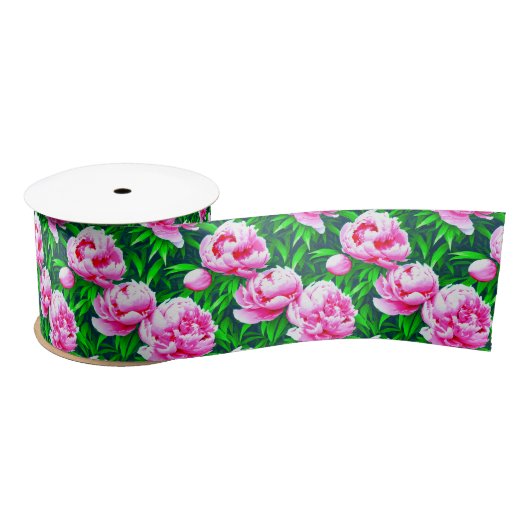 Roze Pioenrozen Tuin Print Lint (Spoel)