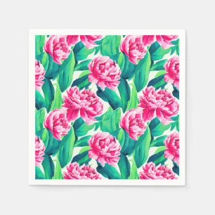 Roze Pioenrozen Waterverf Print Servet