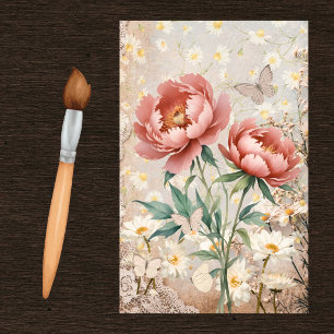 Roze Pioenrozen Witte Madeliefjes Kant en Nachtvli Tissuepapier