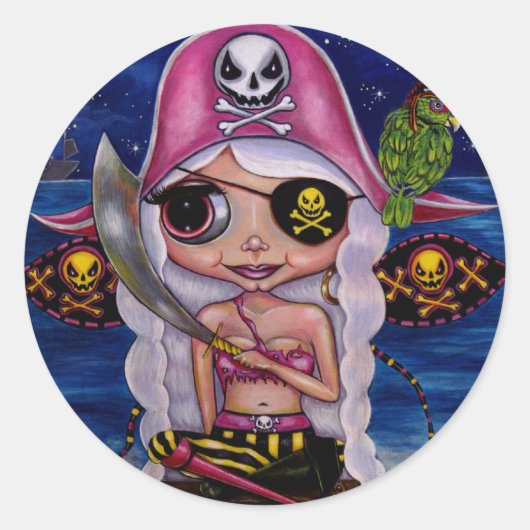 Roze Pirate Fairy Sticker (Voorkant)