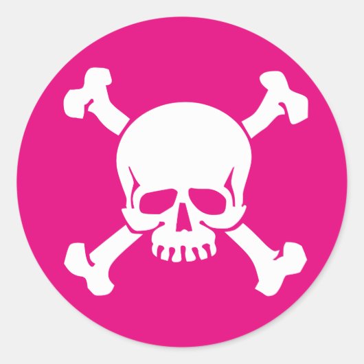 Roze Pirate Ronde Sticker (Voorkant)
