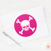 Roze Pirate Ronde Sticker (Envelop)