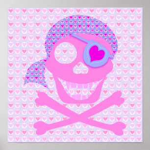 Roze Pirate Skull Poster
