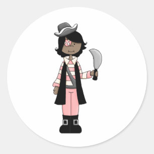 Roze Piraten · Pirate Meisje #5 Ronde Sticker