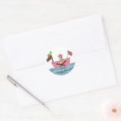 Roze piratenschip ronde sticker (Envelop)