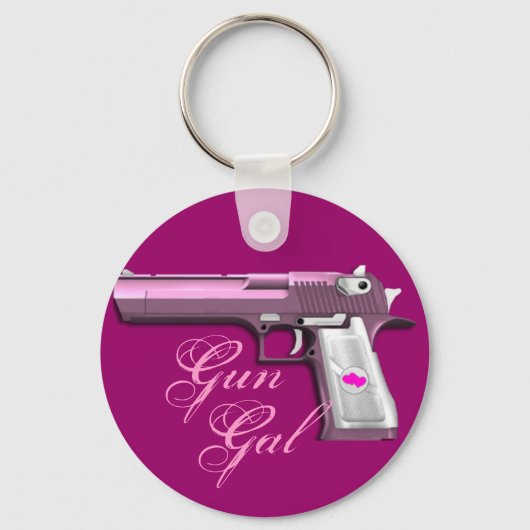 Roze Pistool Gal-sleutelhanger  fob geschenk Sleutelhanger (Voorkant)