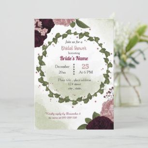 roze pit burgundy bloemen groen vrijgezellenfeest kaart