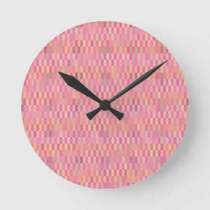 Roze Pixel Ronde Klok