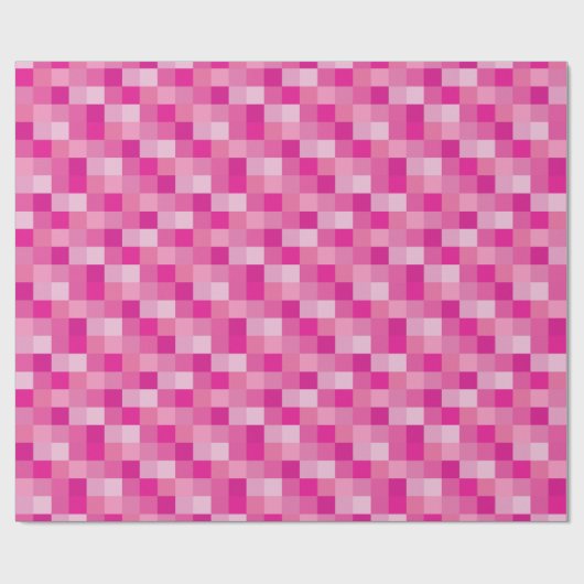 Roze pixelaatpatroon cadeaupapier (Vlak)