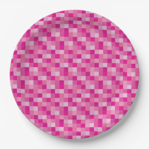 Roze pixelaatpatroon papieren bordje