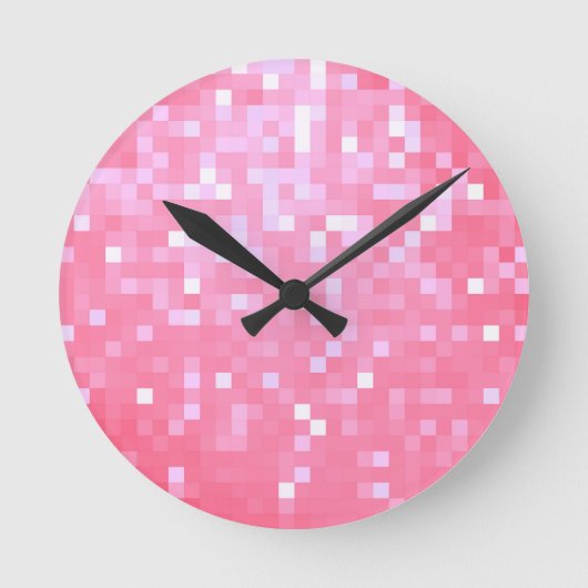 Roze pixelsprankeling ronde klok (Voorkant)