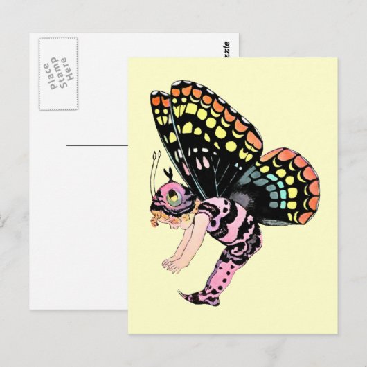 Roze Pixie Fairy Briefkaart (Voorkant / Achterkant)