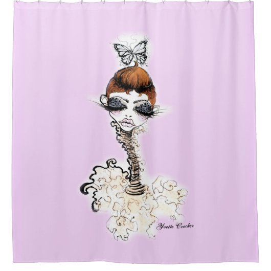 Roze Pixie Shower Curtain Douchegordijn (Voorkant)