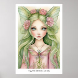 Roze Pixie Vlinder Fee Poster